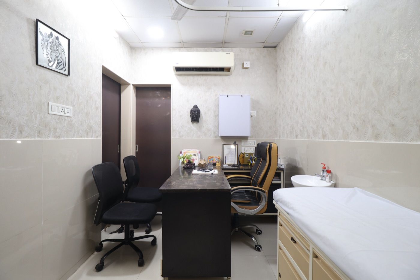 The main consulting room at Aashirwad Hospital