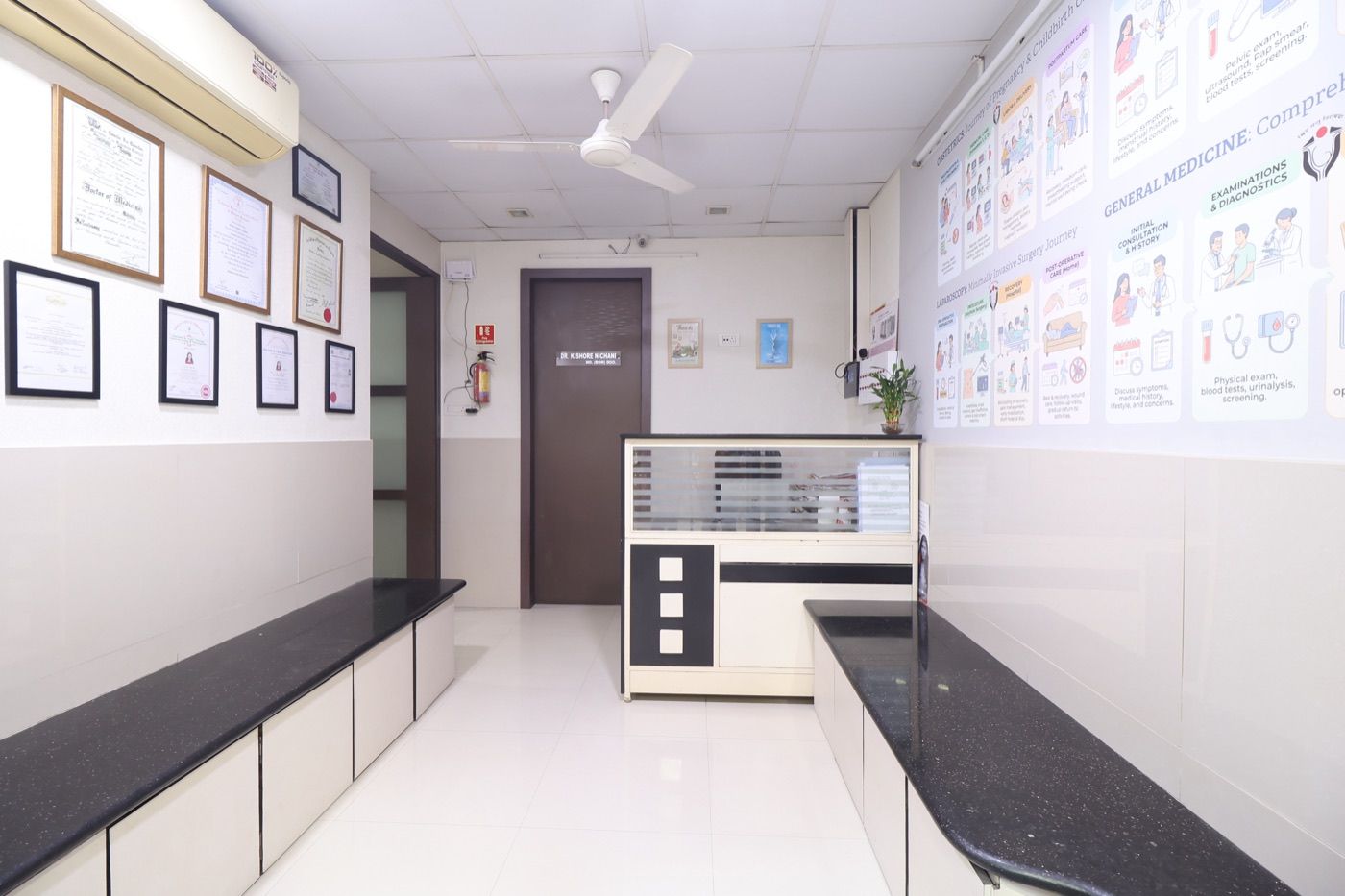 The waiting room with health education posters